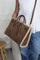Sac de jour Saint Laurent grand modèle en daim et fourrure - Photo 3