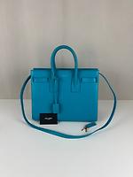 Saint Laurent Sac de Jour small en cuir bleu turquoise - Photo 5