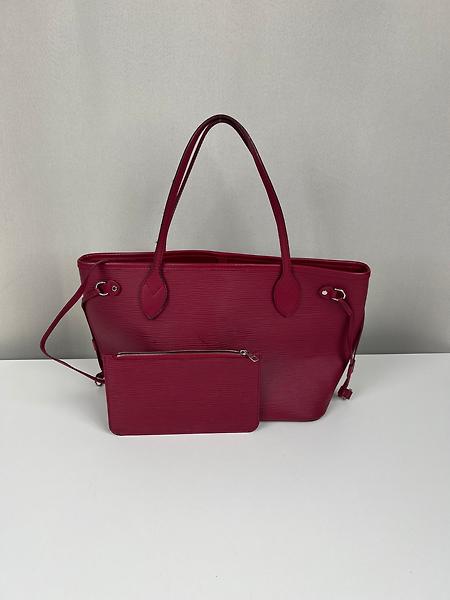 Sac cabsa Louis Vuitton Neverfull PM en cuir épi rose framboise + pochette