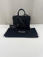 Sac de Jour Saint Laurent noir nano cuir croco embossé - Photo 4