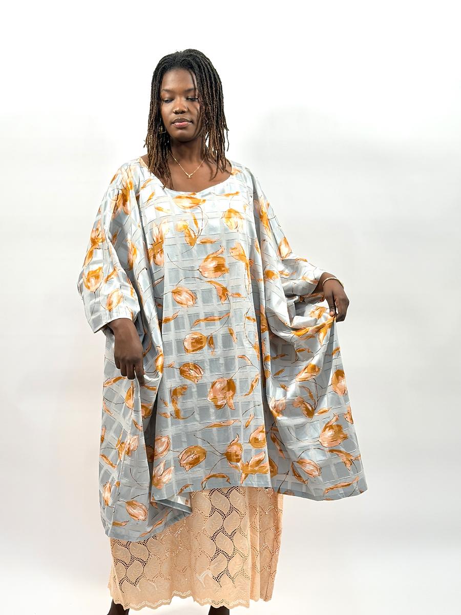 Grand boubou gris saumon