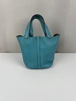 Sac Hermès Picotin 18 Bleu turquoise bijouterie palladium - Photo 4