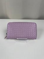 Portefeuille zippé long Bottega Veneta cuir mauve - Photo 3