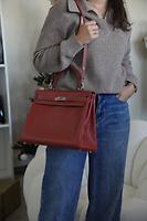 Sac Hermès Kelly 35 cuir Epsom couleur Brique bijouterie argent - Photo 4
