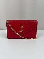 Sac bandoulière Saint Laurent Cassandre en cuir grainé rouge - Photo 1