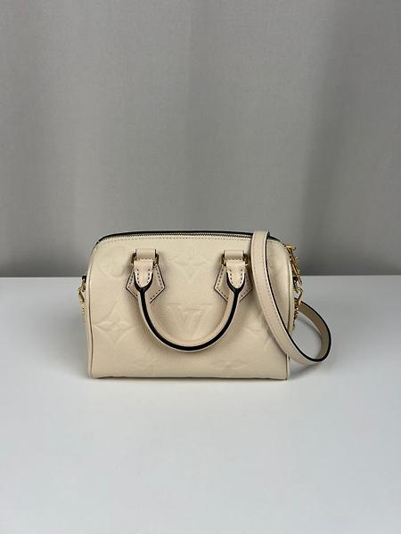 Sac Louis Vuitton Speedy 20 en cuir empreinte beige avec bandoulière