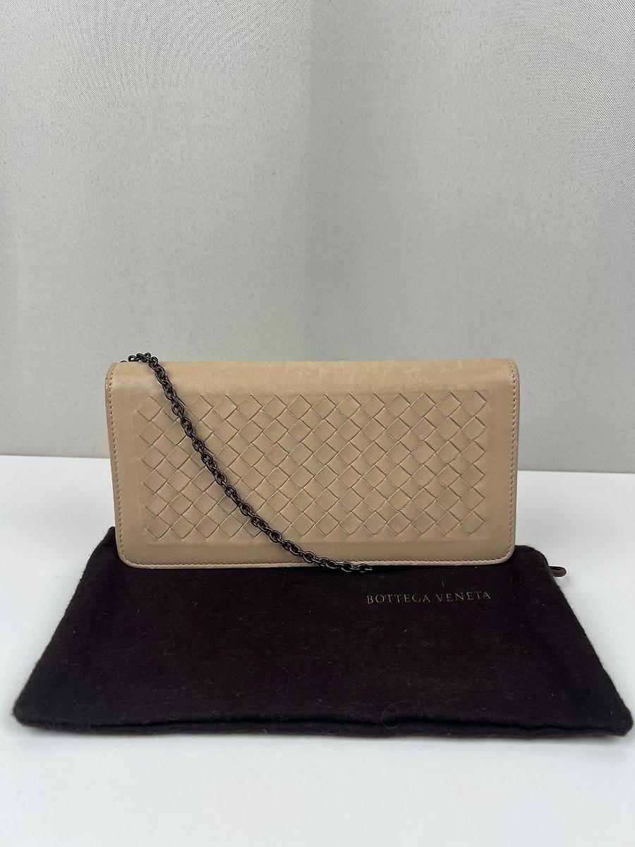 Sac WOC portefeuille bandoulière Bottega Veneta cuir beige intrecciato
