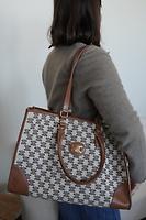 Sac cabas Céline tissu et cuir - Photo 2