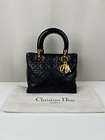 Sac à main Lady Dior medium cuir noir vintage - Photo 3