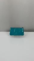 Pochette à clés / portemonnaie Saint Laurent en cuir verni turquoise - Photo 3