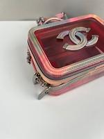 Sac bandoulière Vanity Chanel PVC et cuir rose - Photo 7