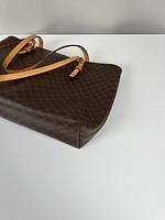 Petit sac cabas Céline en toile marron macadam - Photo 9