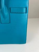 Saint Laurent Sac de Jour small en cuir bleu turquoise - Photo 9