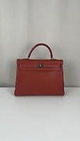 Sac Hermès Kelly 35 cuir Epsom couleur Brique bijouterie argent - Photo 5
