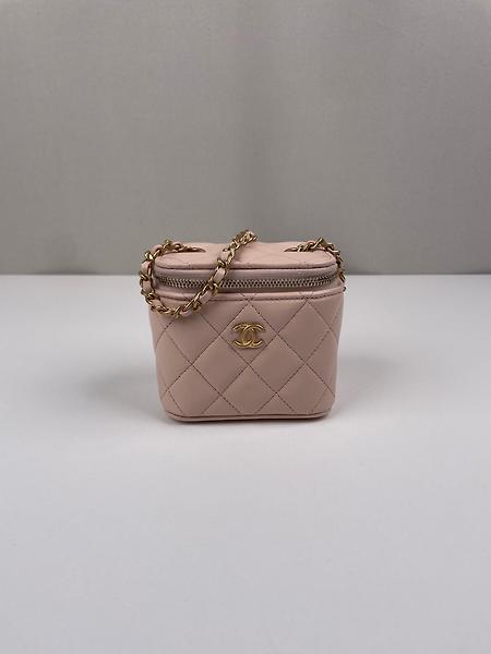 Sac bandoulière Chanel mini vanity cuir rose