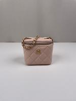 Sac bandoulière Chanel mini vanity cuir rose - Photo 1