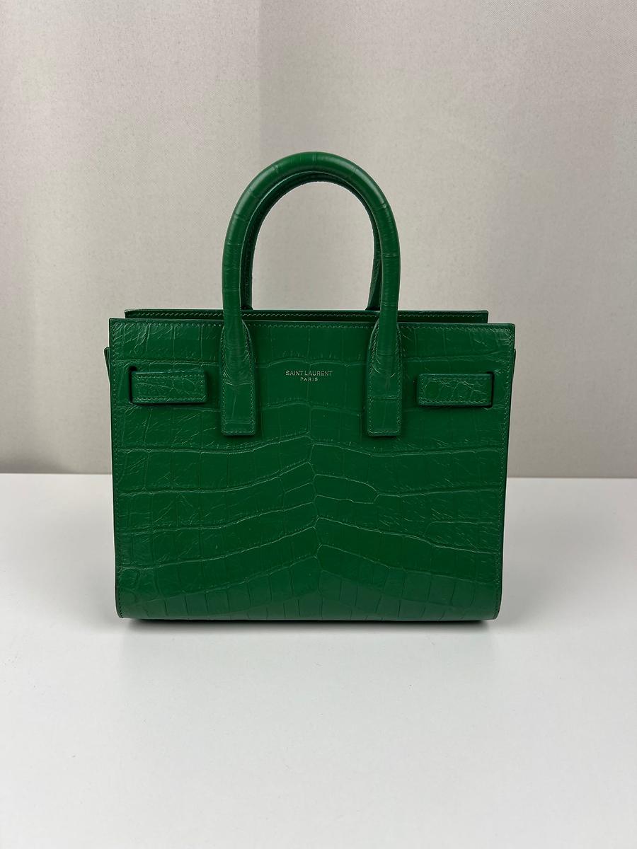 Sac bandoulière Sac de Jour Saint Laurent nano en cuir embossé vert
