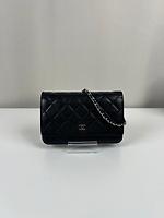 Sac bandoulière Chanel WOC cuir noir bijouterie argentée - Photo 1