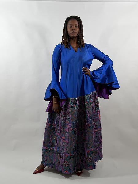 Robe évasée bleu
