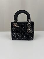 Sac bandoulière Mini sac Lady Dior en satin et strass - Photo 6
