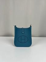 Sac bandoulière Hermès Mini Evelyne 16 bleu jean - Photo 4