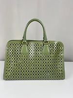 Sac cabas Prada en cuir vert - Photo 3