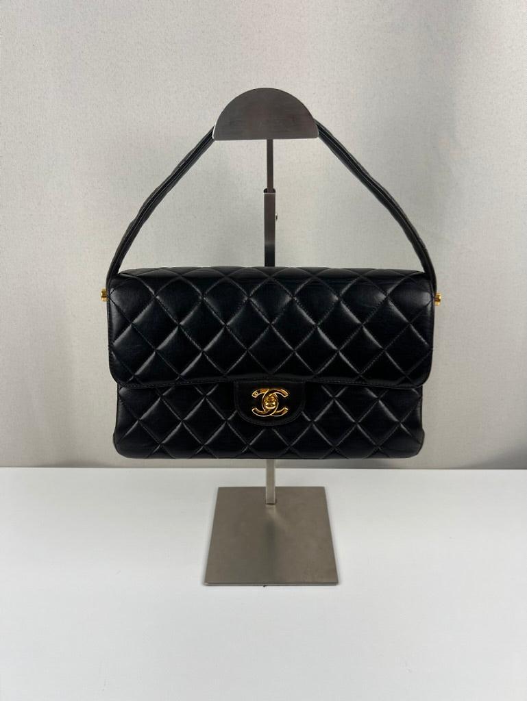 *RARE* Sac Chanel double rabats en cuir noir