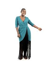 Robe verte avec fil noir en bas - Photo 1