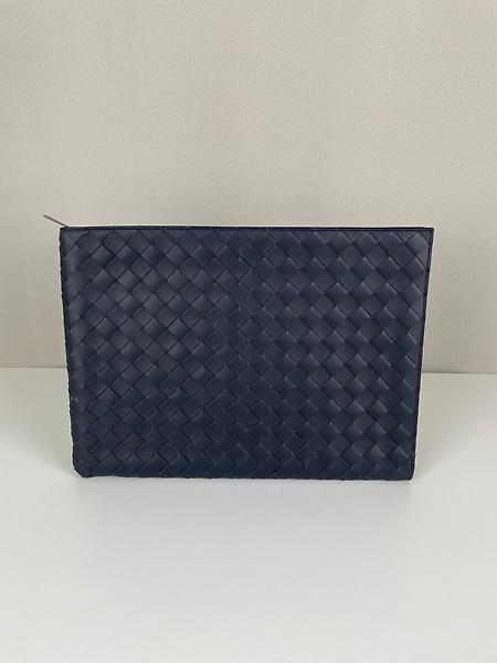 Pochette document Bottega Veneta en cuir intrecciato bleu marine