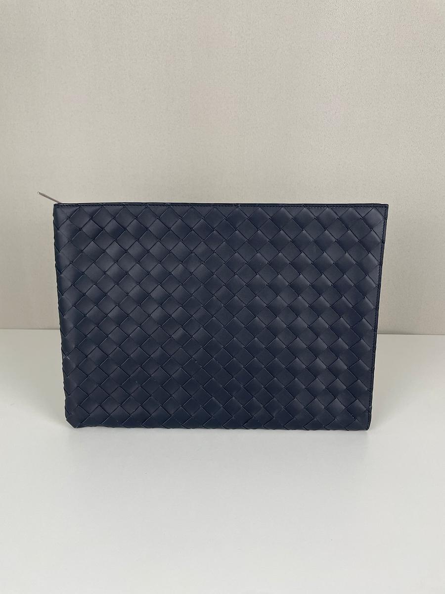 Pochette document Bottega Veneta en cuir intrecciato bleu marine