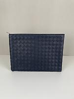 Pochette document Bottega Veneta en cuir intrecciato bleu marine - Photo 1