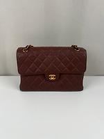 *RARE* Sac porté épaule Chanel Jumbo cuir grainé double logo marron - Photo 1