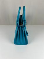 Saint Laurent Sac de Jour small en cuir bleu turquoise - Photo 8