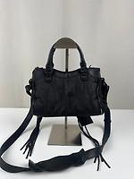Sac bandoulière Balenciaga City petit modèle en nylon noir et cuir - Photo 2