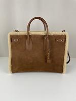 Sac de jour Saint Laurent grand modèle en daim et fourrure - Photo 4