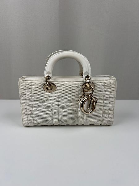 Sac bandoulière Dior Lady D-Joy médium blanc en tissu