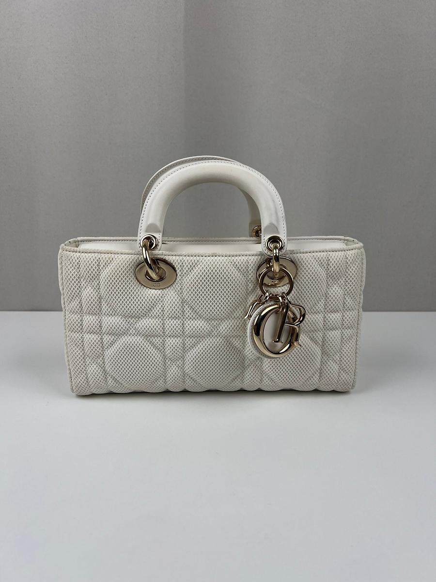 Sac bandoulière Dior Lady D-Joy médium blanc en tissu