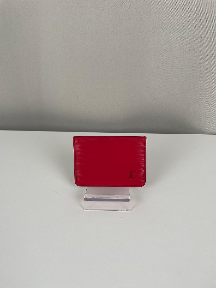 Porte-cartes Louis Vuitton en cuir épi rouge