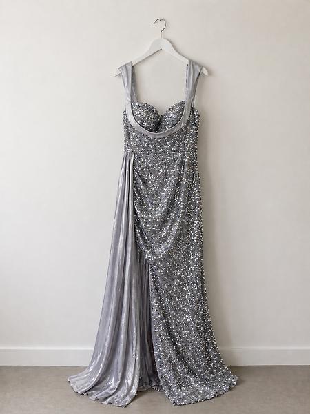 Robe de soirée grise paillettes