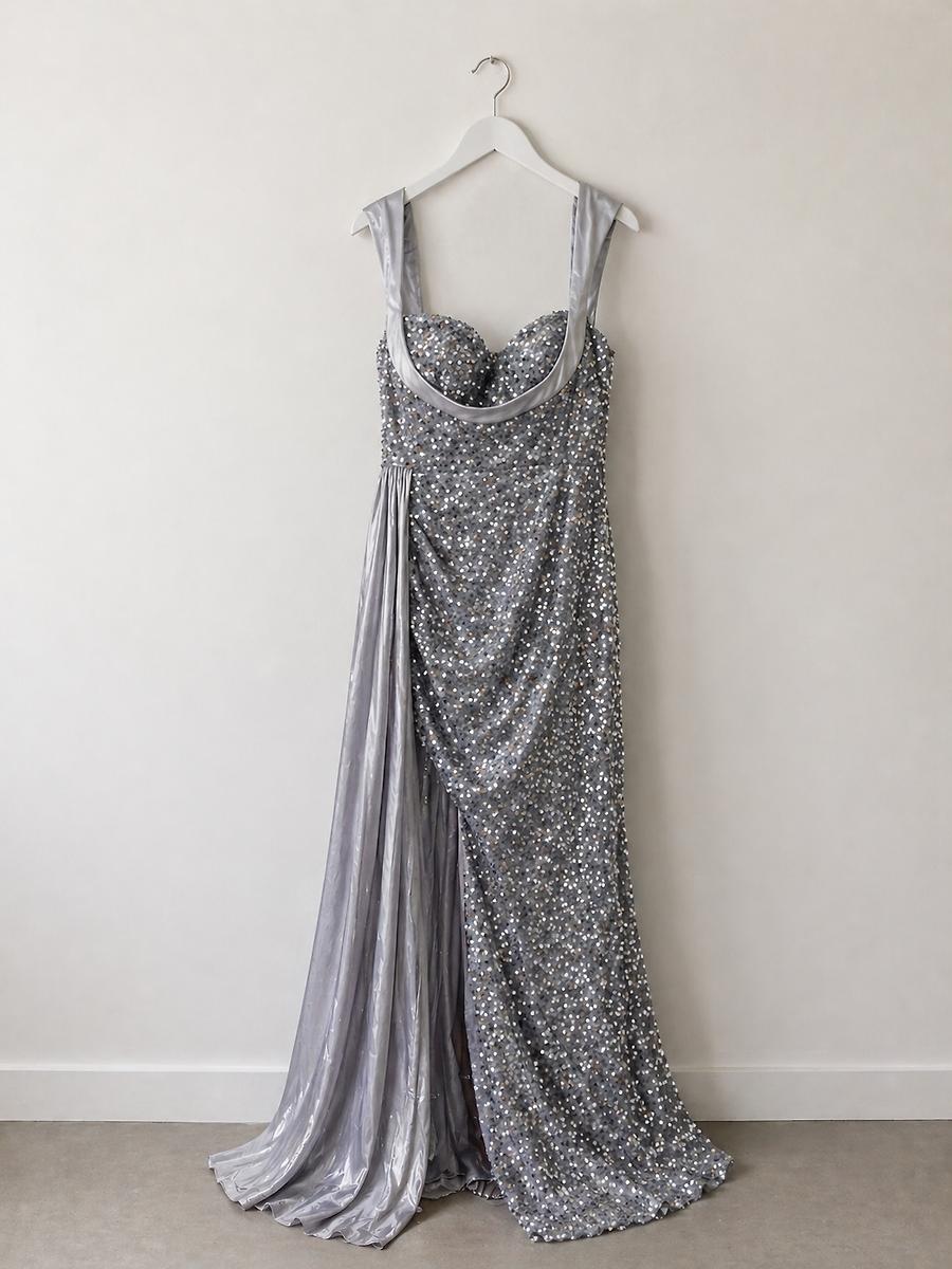 Robe de soirée grise paillettes