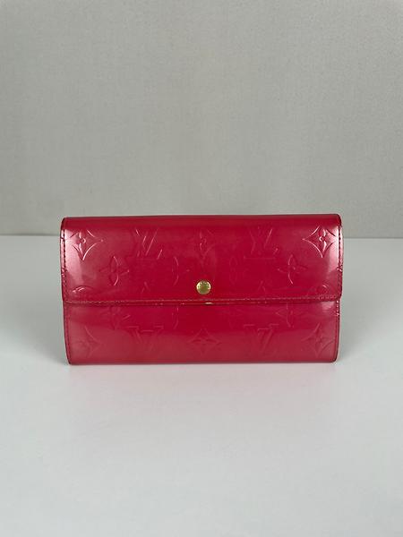 Portefeuille long Louis Vuitton en cuir verni rose