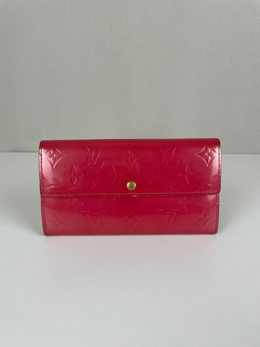 Portefeuille long Louis Vuitton en cuir verni rose
