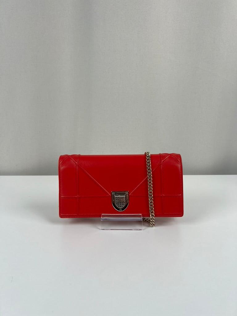 Sac bandoulière Dior Diorama WOC en cuir rose foncé