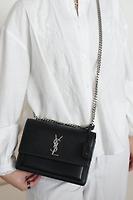 Sac bandoulière Saint Laurent Sunset cuir noir - Photo 3