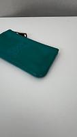 Pochette à clés / portemonnaie Saint Laurent en cuir verni turquoise - Photo 8