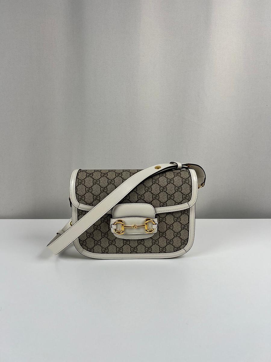 Sac bandoulière Horsebit Gucci blanc et marron