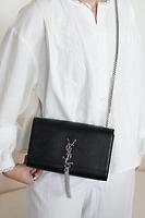 Sac bandoulière Saint Laurent Kate medium cuir noir - Photo 2