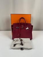 Sac Hermès Birkin 25 cuir Togo rouge grenat palladium - Photo 3