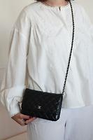 Sac bandoulière Chanel WOC cuir noir bijouterie argentée - Photo 2