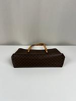 Petit sac cabas Céline en toile marron macadam - Photo 6